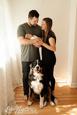In home lifestyle photography with dog